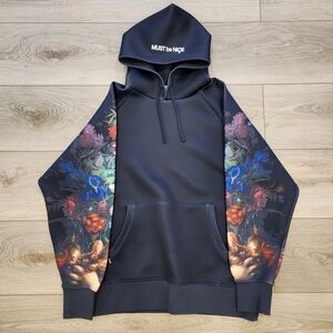 Ripndip Black Hoodie with Multicolor Floral Sleeve Art